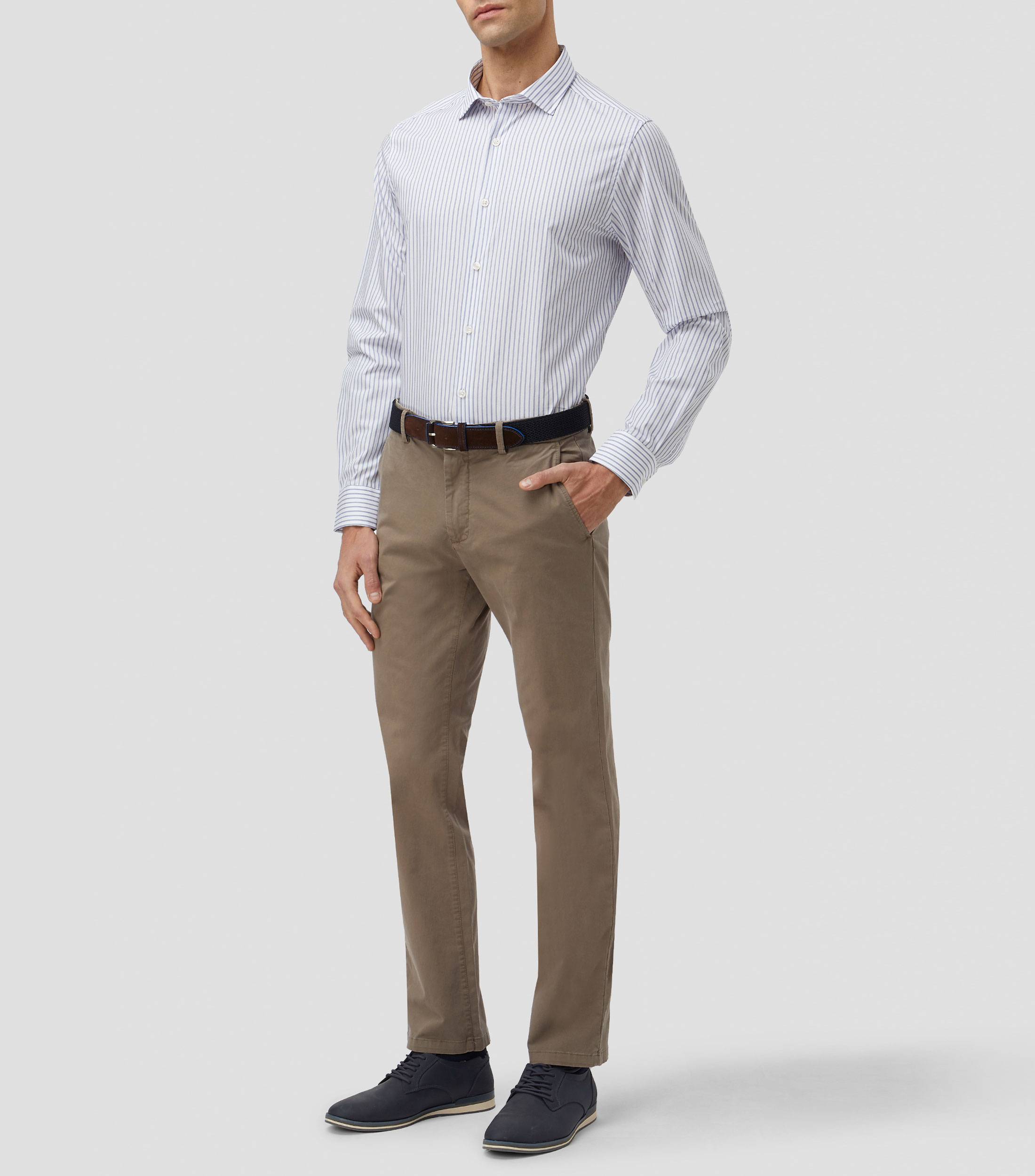 Camisa a rayas manga larga Hombre